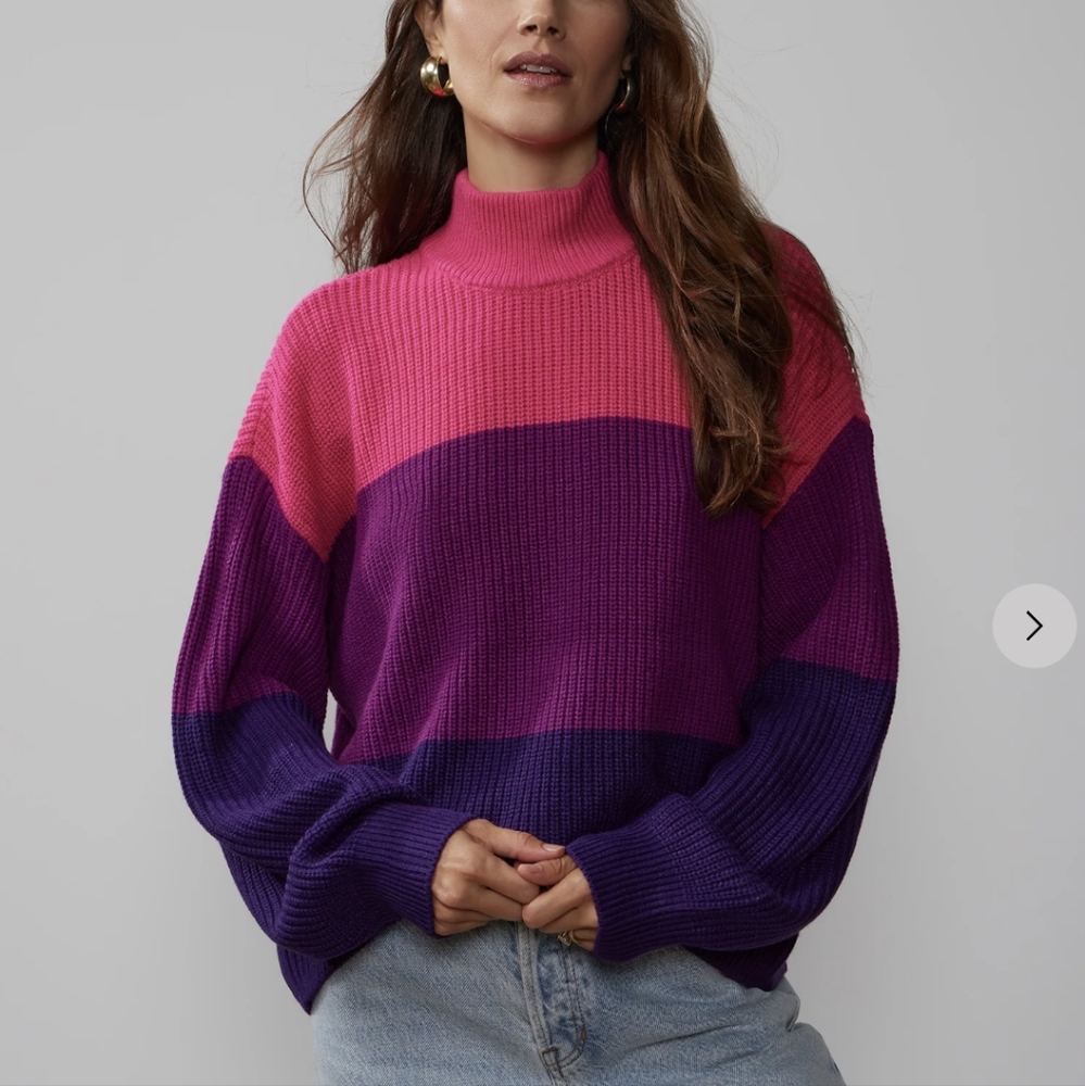 NWT New York & Company colorblock mock neck chunky sweater size M